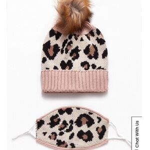 Beanie and mask knit leopard